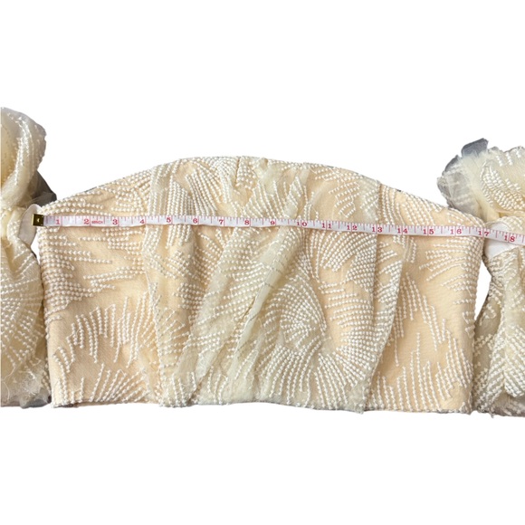 Apricot Off Shoulder Embroidered Corset Crop Top Dramatic Puff Sleeve Coquette - Picture 14 of 14